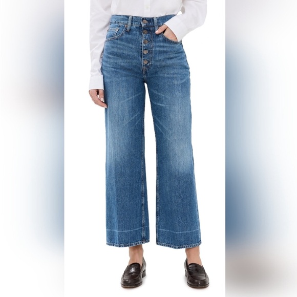 Polo Ralph Lauren Button Fly High Rise Wide Leg Crop Jeans Womens Sz  32 Cotton - Picture 1 of 10